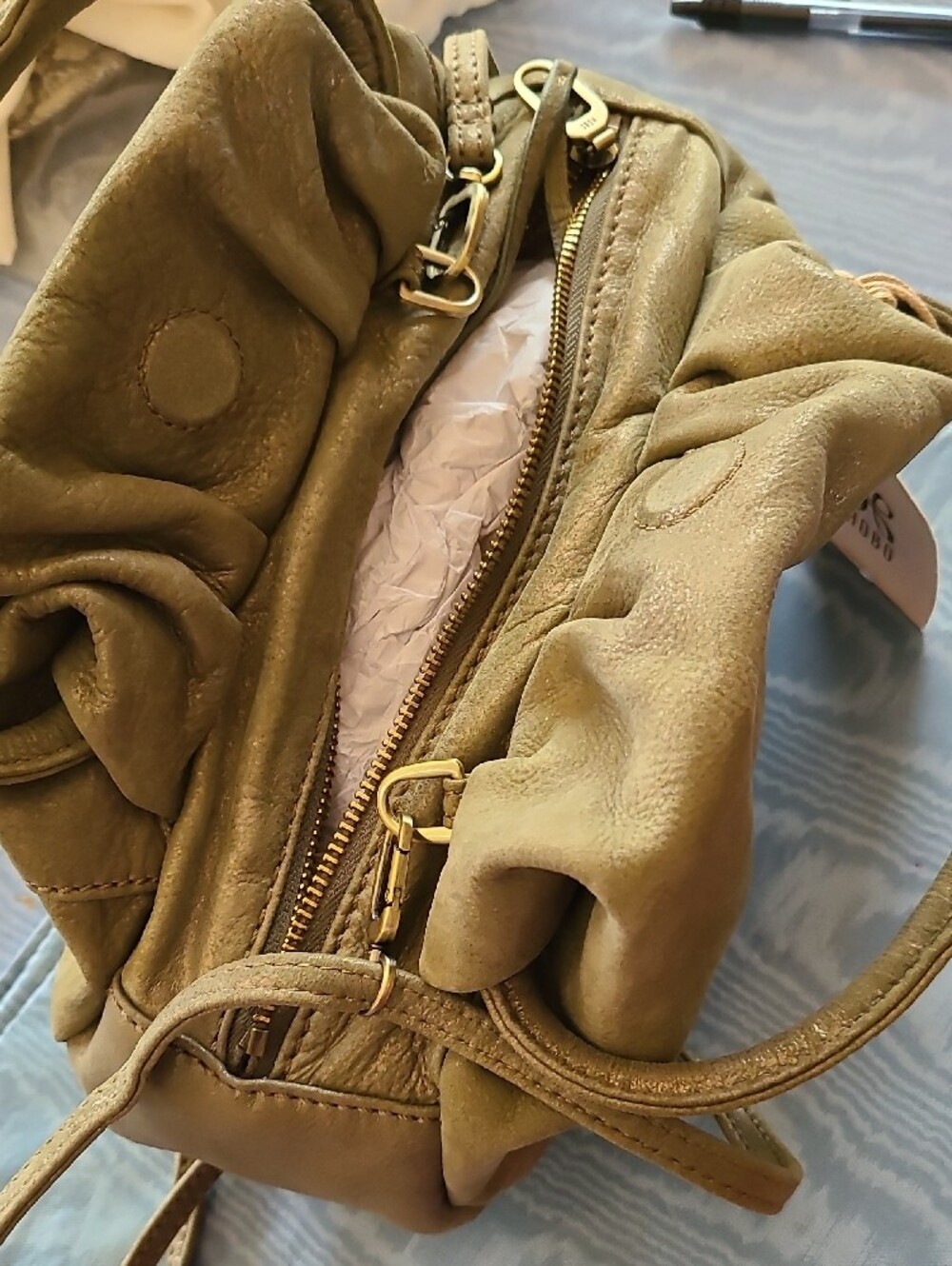 HOBO Olive Leather Slouch Hobo Bag - Picture 2 of 10